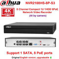 Dahua NVR2108HS-8P-S3 8CH 8PoE Lite 4K 8MP 12MP NVR Netzwerk Video Recorder CCTV