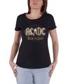 AC/DC T Shirt Rock or Bust Band Logo Nue offiziell damen Skinny Fit Schwarz Size
