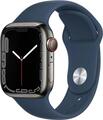 Apple Watch Series 7 GPS+Cellular 41mm Graphite Edelstahl Abyss Blue Sport Band 