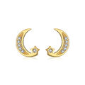 Ohrstecker Mond & Stern Sterling Silber 925 Zirkonia Ohrringe 14K vergoldet