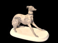 Vintage Windhund grau matt Porzellan Figur von Michael Sutty Sehr guter Zustand