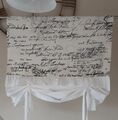 Raffgardine LANDHAUSSTIL GARDINE Vintage Shabby Chic Raffrollo Schriftzug 