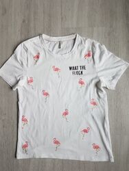 Only Damen T-Shirt Gr. S weiß Flamingos