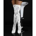 Sexy Lack Overknee-Stiefel mit Schnürleiste Gogo Weiß #YX3217