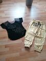 Zumba Wear Gr. M Haremshose gold und Shirt schwarz/gold