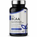 BCAA 1000mg + Vit B6 & B12 - 180 vegane Kapseln - Training Aminosäuren, Energie