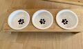 Navaris Futternapf mit Bambus Halter Futterstation Set Keramiknapf für Katzen