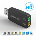 Soundkarte USB Audio Adapter 5.1 3D Virtual Surround Soundeffekt PC Neu