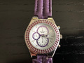 Vintage MADISON NEW YORK Armbanduhr Damen SWAROVSKI Kristallen lila von TV-Star
