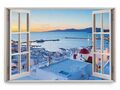 Wandbild 120x80cm Fensterbild Mittelmeer Sonnenuntergang Griechenland Santorini 