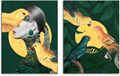 Leinwandbilder Set Valeria 2x 32x42 cm - Papagei Papageien Frau bunt Grün Natur