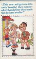 eine Kinder alte antike Postkarte Gruß Leute sammeln Comic