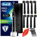 Elektrische Zahnbürste Oral-B Pro 750 Black Edition + 8 Ersatzaufsätze