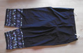 schwarze 3/4 lange Damen Hose mit buntem Druck Gr. 44 - Viscosemischung  #VK