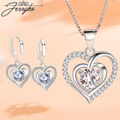 Schmuck Set 925 Sterling Silber Herz Halskette Ohrringe Zirkon Anhänger Geschenk