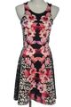 H&M A-Linien Kleid Damen Gr. DE 36 schwarz-pink-weiß Elegant