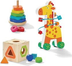  Pädagogisches 3-in-1-Spielzeug Happy Giraffe Eine Reihe von Holzpuzzles Sortier