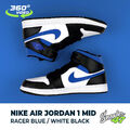 Nike Air Jordan 1 Mid  Racer Blue Blau Schwarz Herren Damen Sneaker Turnschuhe
