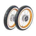 Paar Kompletträder Weißwand Reifen für Simson S51 S50 Schwalbe Star Sperber gold