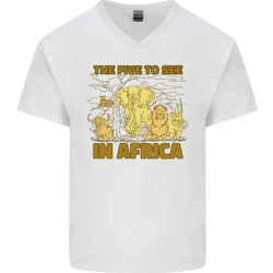 T-Shirt The Five to See in Africa Safari Tiere Herren V-Ausschnitt Baumwolle