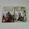 Assassins Creed II & III 2 3 Bundle Xbox 360 Videospiel 1x Handbuch PAL