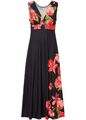 Damen Jersey Maxi Kleid schwarz Blumen 433 neu