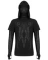 Devil Fashion Herren Gothic Cyberpunk Punk Kapuze Cowl Ausschnitt T-Shirt Oberteil schwarz
