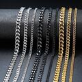 Edelstahl Panzerkette Halskette Armband Herren Damen Silber Schwarz Gold 3-11 mm