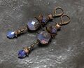 Wunderschöne Opalglas Ohrringe in violett und Kupfer