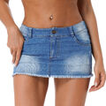 Damen Kurzer Jeansrock Mini-Rock Mit Reißverschluss Destroyed-Look Denim Skirt