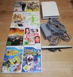 Nintendo Wii Weiß Spielekonsole (2006) Model No RVL-001, 8 Stk. Spiele 