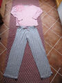 Schlafanzug TRIUMPH oberteil ROSA / Hose Lang RENE ROFE GRAU Gr. M 40 42  Pyjama