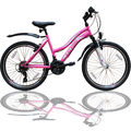 24 Zoll Mountainbike 21Gang SHIMANO Kinder Fahrrad - Beleuchtung - Federung Rosa