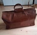 Vintage Echt Leder Reisetasche Braun weekender Koffer Leather Travel Bag