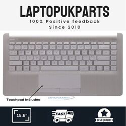Passend für HP 14-DK0001NG Tastatur komplett Gehäuse Handauflage + Touchpad UK silber