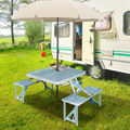 Aluminium klappbar tragbar Camping Picknick Tischhocker Stuhl Set mit Regenschirmloch