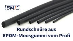 SMI Rundschnur 2-50 mm EPDM Moosgummi Fugenschnur Rundschnüre Dichtung Gummi Z
