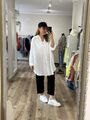 Mega Oversized Musselin Bluse Hemd Uni Weiß One Size bis Gr: 44/46 evtl 48 (M6)