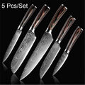 Küchenmesser Kochmesser Messerblock Set Japanisches Damaskus Edelstahl Messer DE