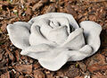 ❀ Rose Zement Grau 16,5cm Massiv Garten Deko Blüte Grab Keramik #264