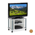 TV Tisch mit Rollen, TV Rack, 2 Fächer, Fernsehtisch, TV Möbel, Fernsehregal