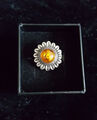 Ring "Sonnenblume" 925 Silber "Bernstein" ca. 17 mm Gut erhalten!