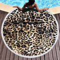 Fellimitat Tierpelz Leoparden Muster Rund Strandtuch Schwimmen Surfen Spa 150cm