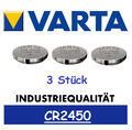 3 x Varta CR2450 Batterien Knopfzellen Knopfzelle Frische Markenware