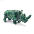 Malachit Nashorn grün Afrika Figur Tier Handarbeit Unikat Edelstein Heilstein