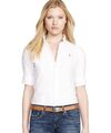 Ralph Lauren kurzärmelige schmale Passform Oxford Damen Shirtin weiß