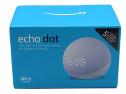 Amazon Echo Dot 5 mit UHR Weiß Graublau Generation Alexa Smart Lautsprecher 2022