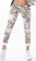 ITALIEN Damen Jeans Hose o. Jacke Blazer Stretch Camouflage Rosen Blumen Print 