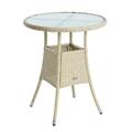 Beistelltisch Tisch Polyrattan Gartentisch Rattan Balkontisch Rund Beige