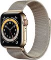 Apple Watch Series 6 40 mm Edelstahlgehäuse gold am Milanaise Armband gold [Wi-F